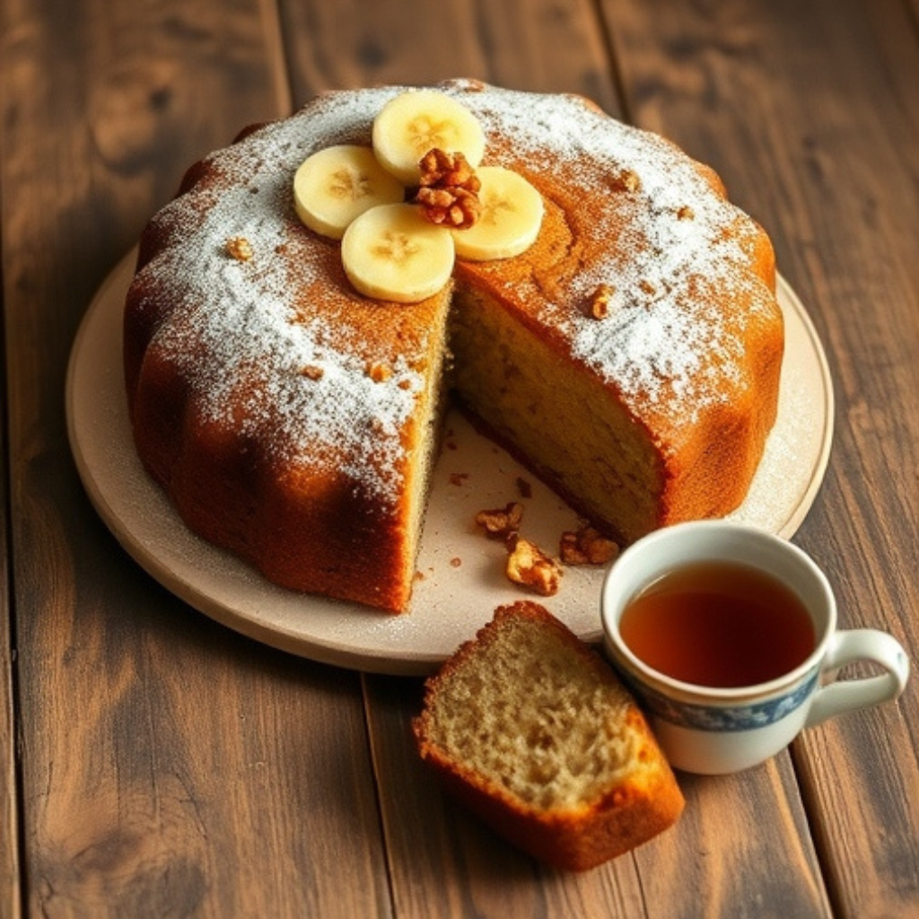 Eggless Banana Cake Recipe